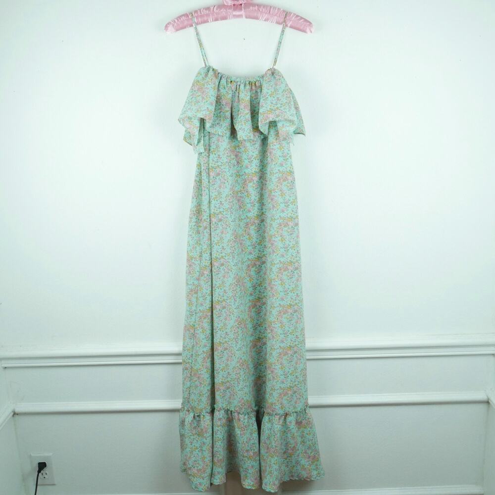Torn Ronny Kobo Small Maxi Dress Ruffle Cottagecore Dainty Floral Feminine